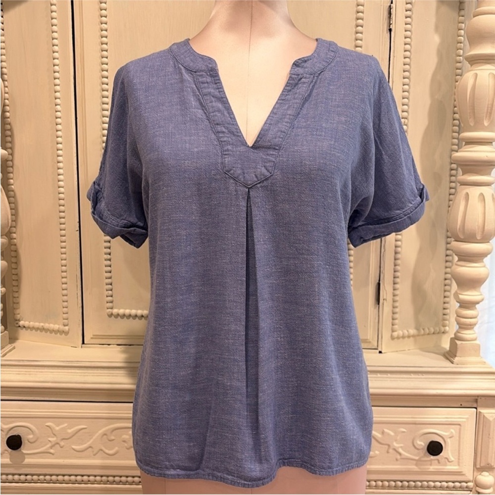 Vineyard Vines Womens Blue Linen
Blend Blouse Size 4 EUC